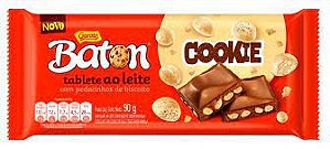 Tablete Baton Garoto Chocolate ao Leite Cookie Com Pedacinhos de Biscoito 90 Gramas Unidade