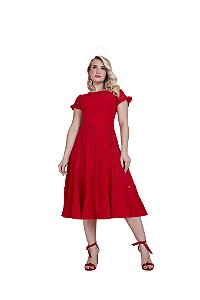 Vestido de tecido com elastano evasê Vermelho Fascínius 3.00292