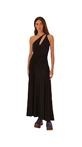 Vestido Longo Franzido Ombro Só • FARM
