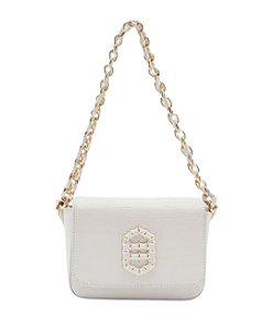 Bolsa Branca Couro Pequena Metal Resinado • AREZZO