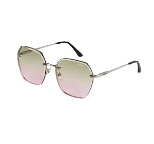 Óculos Solar Prata Fosco Lente Verde Degradê • COLCCI