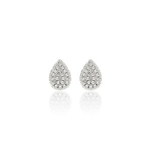 Brinco Top Gota Cravejado com Zircônia Branca - Prata 925 • SANTA PRATA