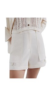 Shorts Feminino Cintura Alta Com Linho • HERING