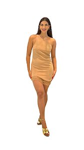 Vestido Um Ombro Só Com Tule Bordado • OPEN