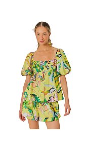 Blusa Mangas Estampada Água Viva Buquê • FARM