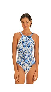 Maiô Localizado Estampado Jardim De Porcelana • Farm Branco