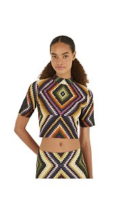 Blusa Cropped Estampada Pretti • Farm Preto