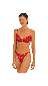 Biquíni Asa Delta Double Estampado Logotuca • Farm Vermelho