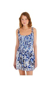 Macaquinho Lastex Manga Estampado Paraíso De Flor • Farm Branco