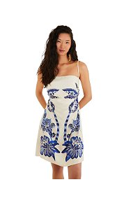 Vestido Curto Estampado Coqueiro Tropical • Farm Branco