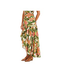 Saia Longa Estampada Antúrio Corrido • Farm Branco