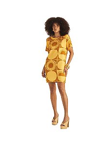 Vestido Comfort Gola Redonda Estampado • Sommer Amarelo
