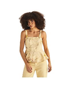 Blusa Feminina Slim Godê Linho Estampado • Sommer Bege