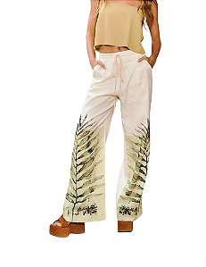Calça Feminina Pantalona Em Linho Estampada • Open Off Shell