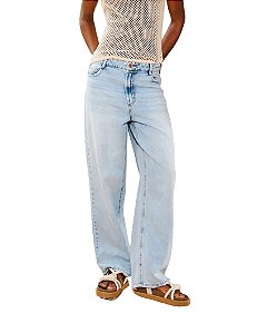 Calça Jeans Feminina Baggy Basic Comfort • Open Azul