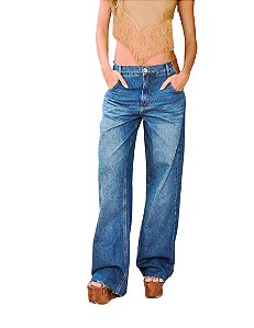 Calça Jeans Feminina Baggy Comfort • Open Azul