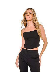 Top Estruturado Estilo Corset • Open Preto