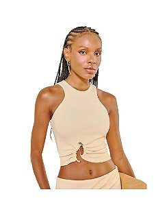 Blusa Feminina Slim Canelada • Open Bege