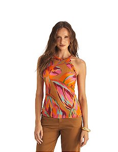 Short Feminino Comfort Listrado • Sommer Laranja