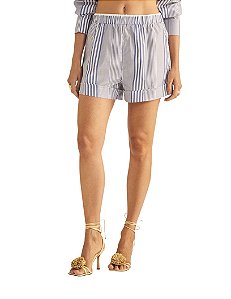 Short Feminino Comfort Com Cós Elástico Listrado • Sommer Branco