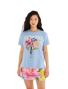 T-Shirt Fit Flores Passarinho • Sommer Azul