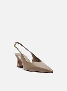 Scarpin Cinza Couro Salto Médio Geométrico Slingback • AREZZO