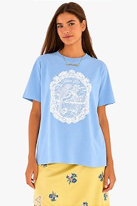 T-Shirt Media Rio De Renda Azul