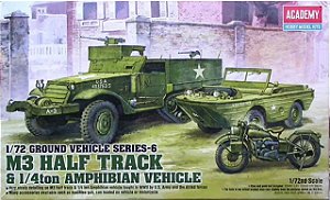 Academy - Ground Vehicle Series-6 M3 Half Track & 1/4ton Amphibian Vehicle - 1/72