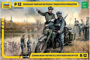 Zvezda - R-12 German Heavy Motorcycle with Rider and Officer - 1/35