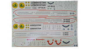 Brasil Decais - Decal para Boeing 757-200 Uzbekistan/Britannia - 1/144