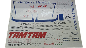 Brasil Decais - Decal para Boeing 747-400 da Virgin Atlantic/Airbus A330-200 da TAM - 1/144