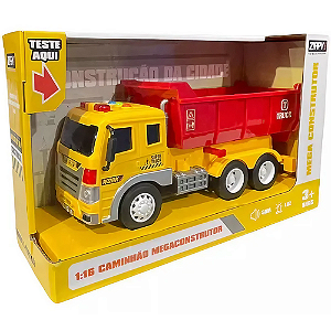 ZIPPY TOYS - Caminhão Megaconstrutor Basculante com fricção, luz e som - 1/18