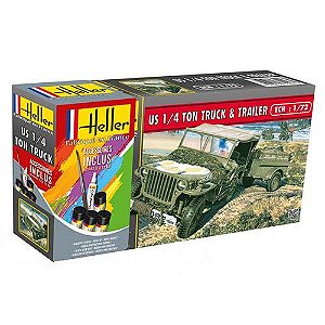 HELLER - US 1/4 Ton Truck & Trailer - 1/72