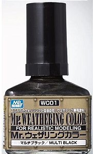 Gunze - Mr. Weathering Color WC01 - Multi Black (Wash com base Óleo) - 40ml