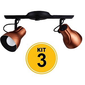 Kit c/ 3 Spot Trilho Direcionável Octa 2 Plus Cobre