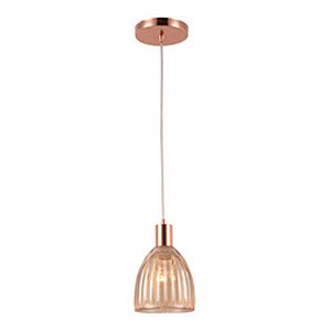 Lustre/Pendente em Vidro Mooca Cobre/Rose Gold -  Estilo Retrô Moderno - E27