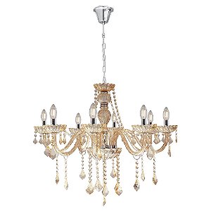 Lustre Para Sala de Jantar Cristal Legítimo Maria Tereza Nice 8 Lâmpadas E14 Bivolt