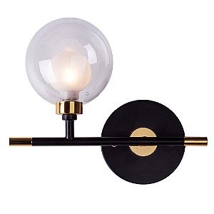 Arandela Luminária de Parede Manhattan Sputnik Preto com Dourado 01 Lâmpada