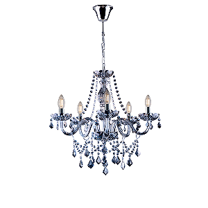 Lustre Cristal Sala de Jantar Legítimo Candelabro Maria Tereza 5 Braços Luxo Fumê