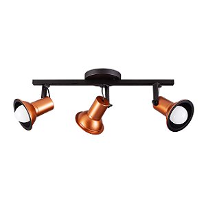 Spot Sobrepor Trilho Direcionável Octa Cupps 03 lâmpadas E27 Bivolt Design Moderno Quarto/Sala