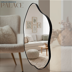 Espelho Decorativo Palace 60x40cm Orgânico Couro Ecológico Sala Banheiro Moderno Parede