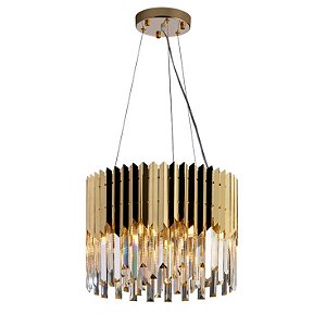 Lustre Redondo de Cristal Legítimo Baluarte Dourado 60 cm