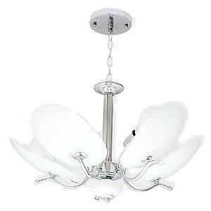 Lustre/Pendente de Vidro Ricko 5 Branco