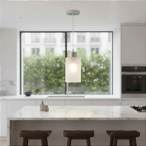 Lustre Pendente Track em Vidro Leitoso E27 Bivolt – Luminária Moderna para Sala e Quarto