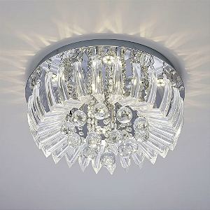Luminária de Teto Sala Plafon Quarto Sobrepor LED Cristal e Acrílico Greta 45cm 24W 6500K Luz Branca Bivolt
