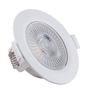 Spot de Embutir LED Redondo PP 5W 3000K Luminária Teto/Gesso