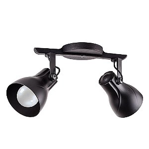 Spot Sobrepor Trilho Direcionável Octa Plus Preto 02 Lâmpadas E27 Bivolt Design Moderno Quarto/Sala Praia