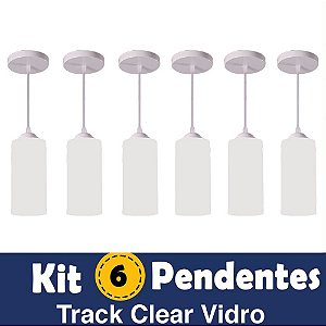  Kit 6 Pendentes/Luminária Track Clear 1xE27 - Design Moderno Quarto/Sala - Esquilos Shop 