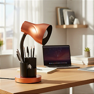 Luminária Organizadora de Mesa Cobre Estudo e Home Office Bivolt