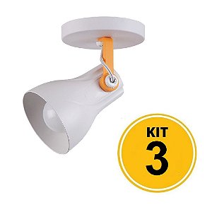 Kit 3 Spot Sobrepor Direcionável Octa Plus Branco/Amarelo 1xE27 - Startec